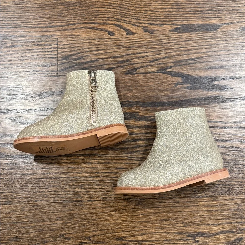 Janie and Jack Gold Glitter Ankle Boots Girls Size 4